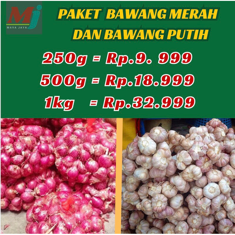 

paket bawang merah dan putih/1kg/murah