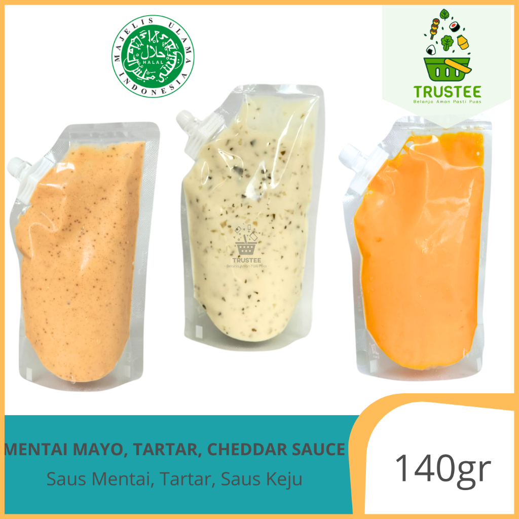 

Saus Mentai Tobiko Mayo Keju Cheddar Cheese Sauce Mentaiko Truffle Mayonaise Halal