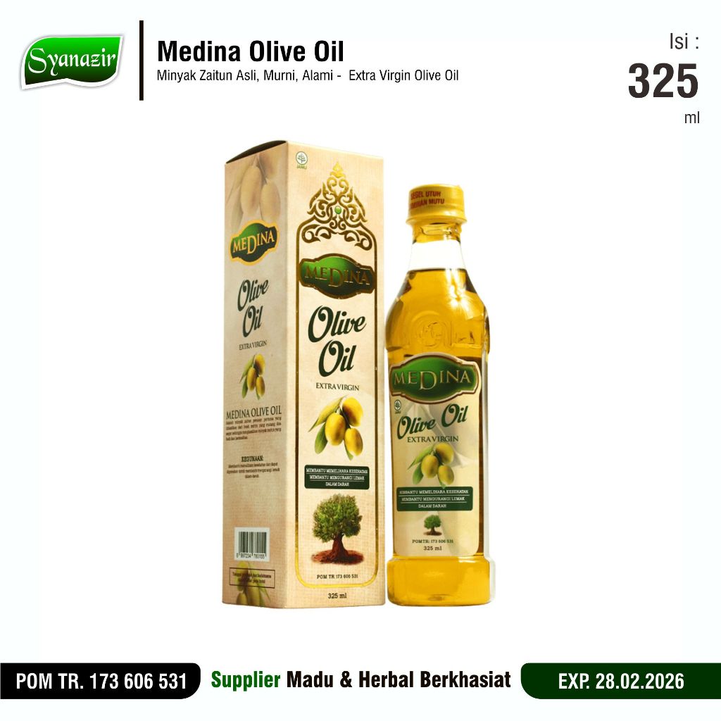

Medina Olive Oil 325 ml | Minyak Zaitun Extra Virgin | Exp. 02.2026