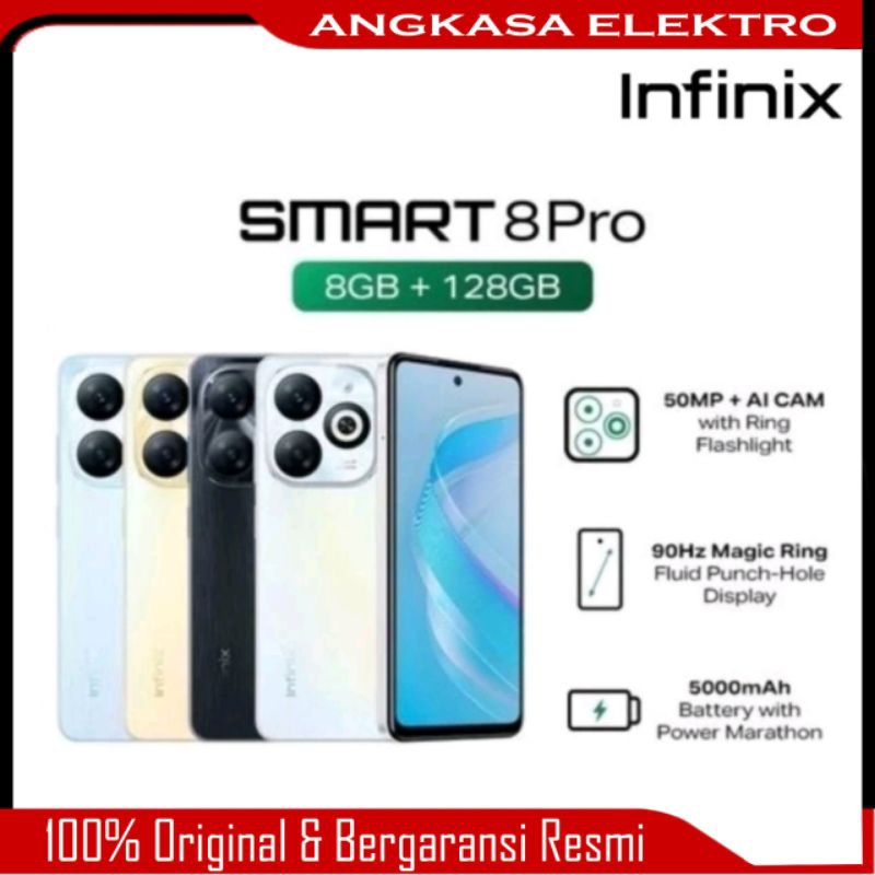 HP INFINIX SMART 8 Pro Ram 8+8/128GB - Helio G36 - Garansi Resmi 1 Tahun