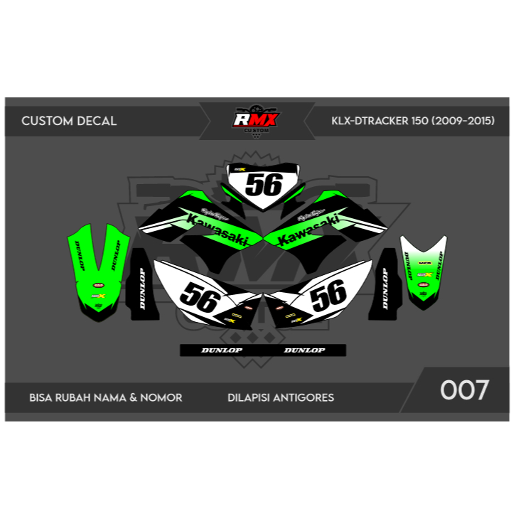 DECAL STICKER KLX 150 S/L (007) DEKAL STIKER DTRACKER 150 LAMA FULLBODY 2009 2010 2011 2012 2013 201