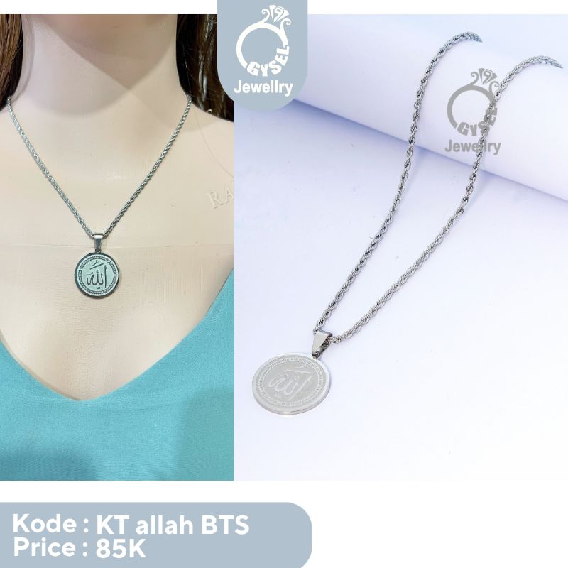 KT Allah BTS - Kalung Titanium Liontin Bulat Allah Silver