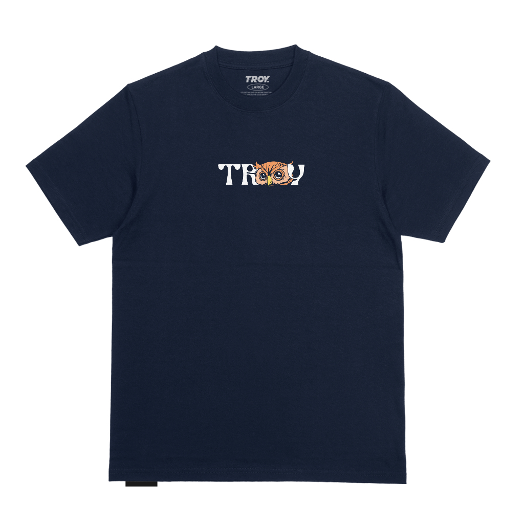 Troy Company T-shirt Blue Navy Gufo Marrone - Kaos Lengan Pendek Kaos Biru Navy MTD 2760