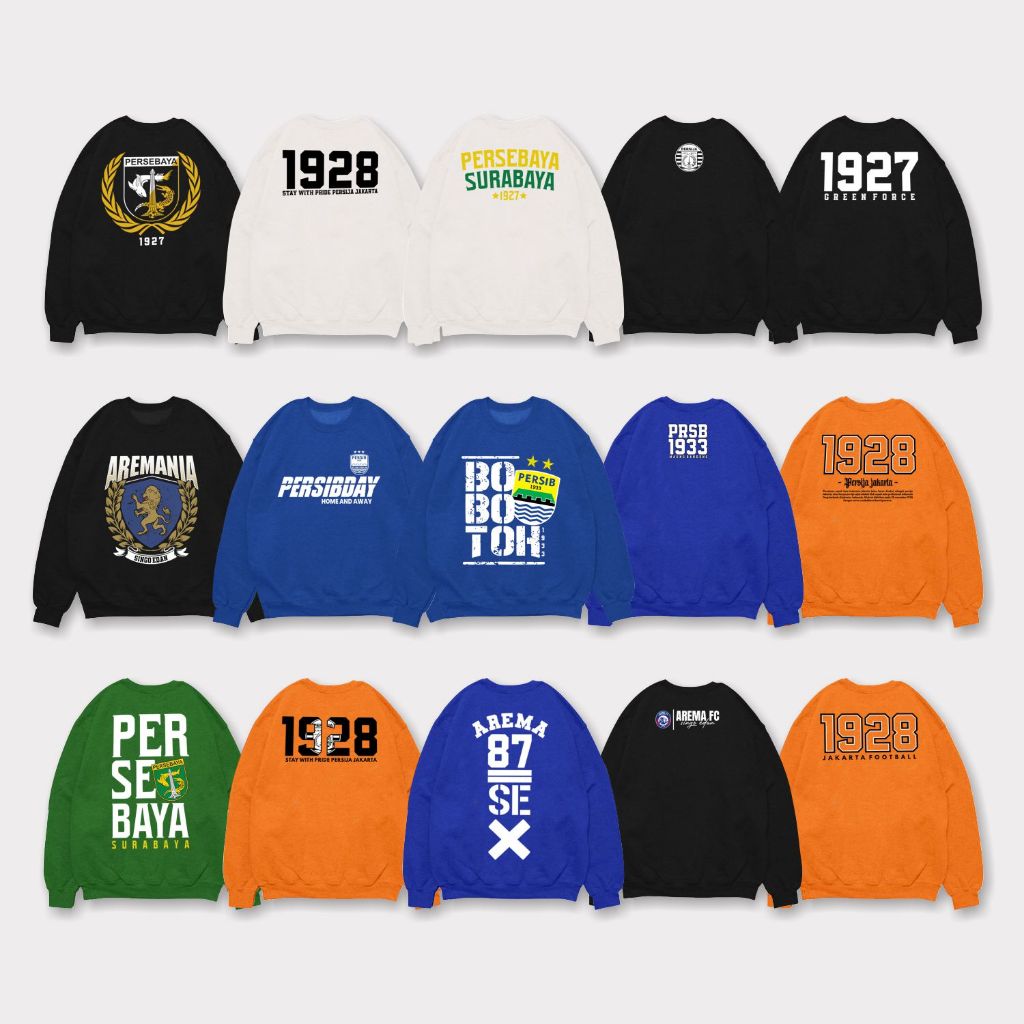 Sweater Crewneck Bola Football Liga 1 Local Pride Aremania Bobotoh Jakmania Bonek