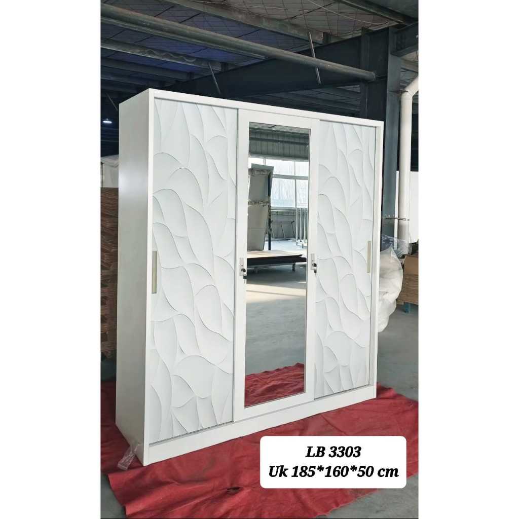 Lemari Pakaian Besi 3 Pintu BUFALO Sliding Jumbo, Lemari Baju Besi, Lemari Besi 3 Pintu, Lemari Besi