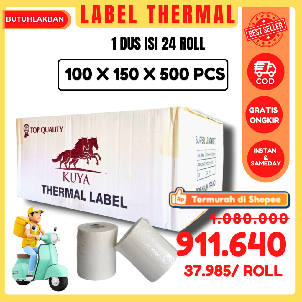 

KUYA LABEL THERMAL ROLL | MODEL ROLL | 100X150X500 | KARTON