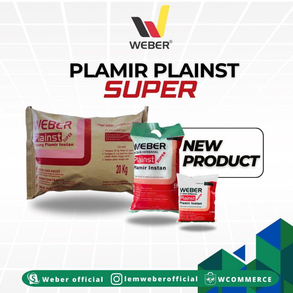 PLAMIR INSTAN SUPER 5 KG, Plamir dinding, Plamir tembok, Plamir siap pakai, Penghalus dinding, Perat
