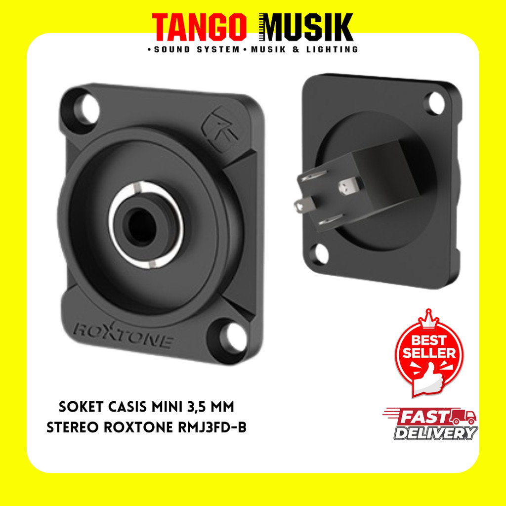 SOKET CASIS MINI 3,5 MM STEREO ROXTONE RMJ3FD-B Hitam ORIGINAL / Socket Chasis Mini Stereo TRS Roxto