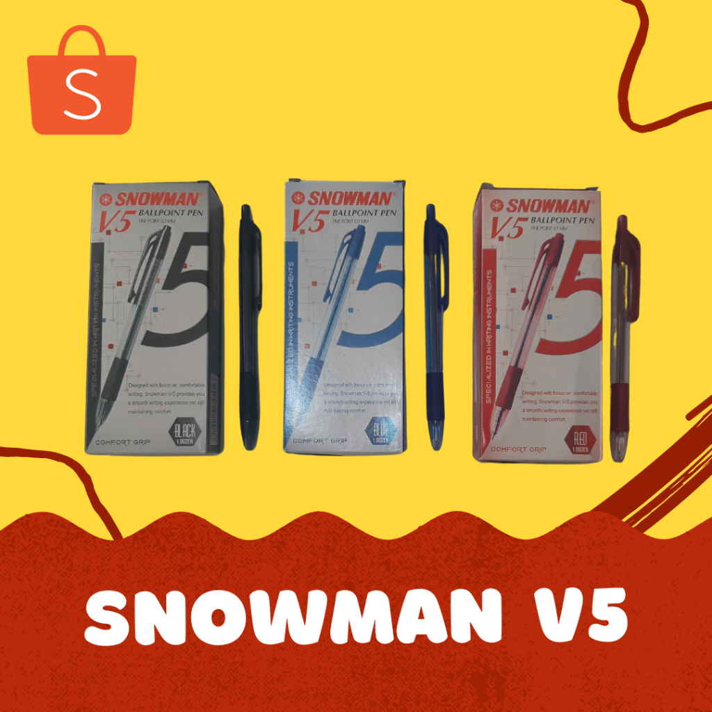 

Pulpen / Bolpoin Snowman V5 Warna Hitam, Biru, Merah