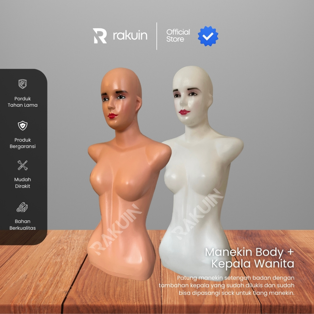 MANEKIN BODY & KEPALA PEREMPUAN DENGAN RIAS / TORSO PEREMPUAN DENGAN KEPALA RIAS - RAKUIN