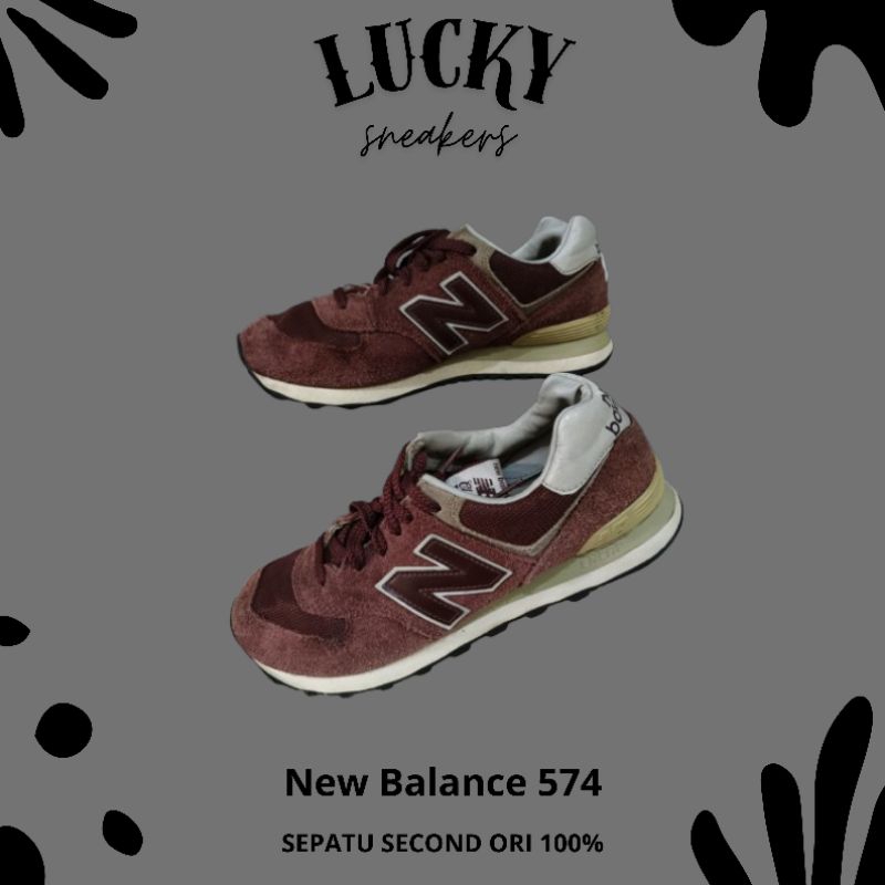 Sepatu Ori Second New Balance 574 Warna Beige Grey By Lucky Sneakersz