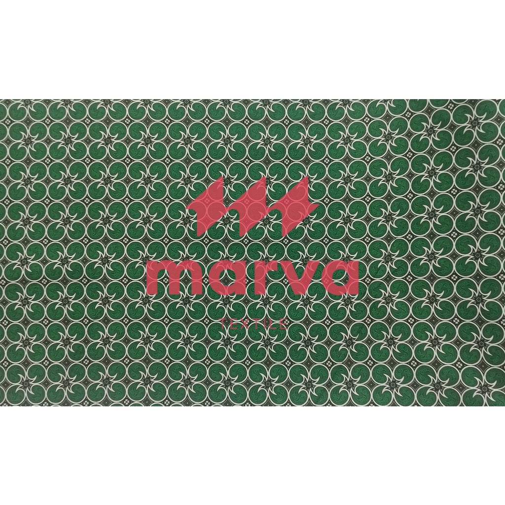 Kain Batik Meteran Premium Bahan 100% katun motif Kawung abstrak warna Hijau by Marva textile