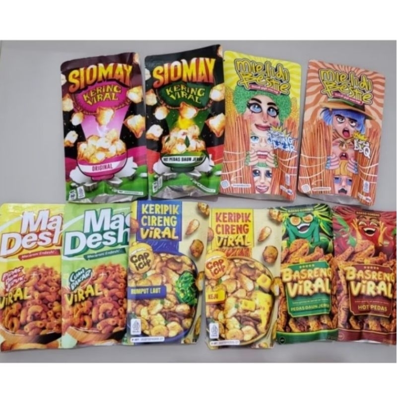 

Paket Basreng Viral 10 Bungkus Mix Rasa dan Varian Bareng Cireng Milidi Siomay Makaroni Snack Cemilan Basreng