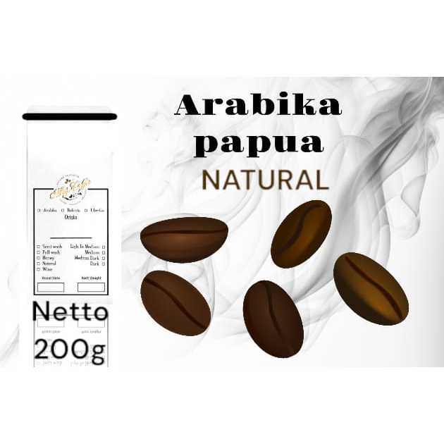 

biji kopi roasted arabika spesialty papua natural 200 gr