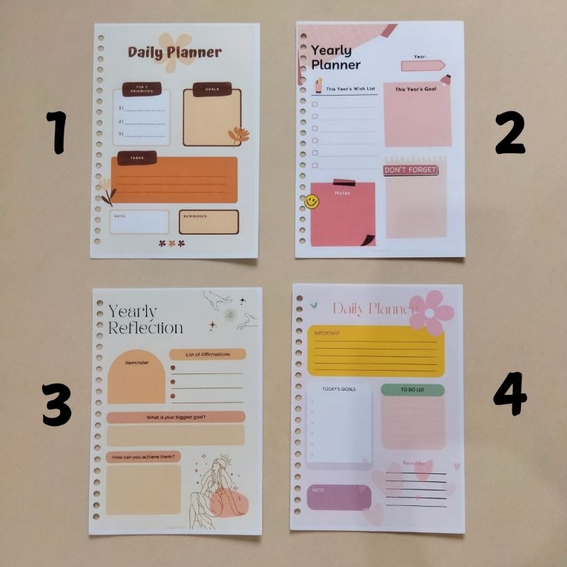 

‼️ Per Lembar ‼️Kertas Binder / Loose Leaf Daily Planner Koleksi Pribadi Ukuran A5