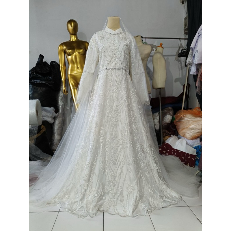 gaun pengantin muslimah syari gaun walimah gaun akad gamis walimah wedding dress muslimah syar’i