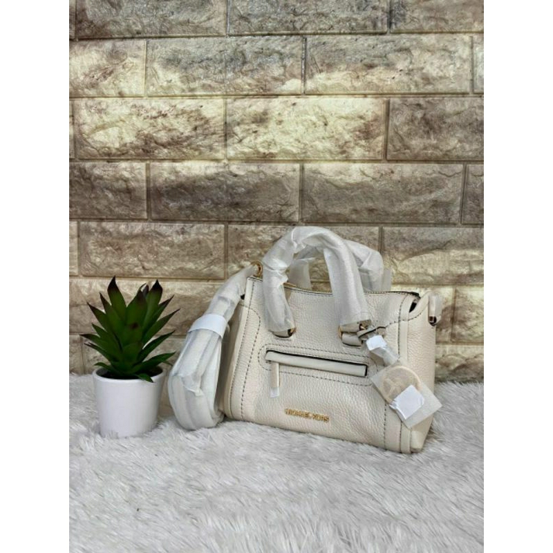 Michael Kors Carine xs Leather Satchel Bag Light Cream