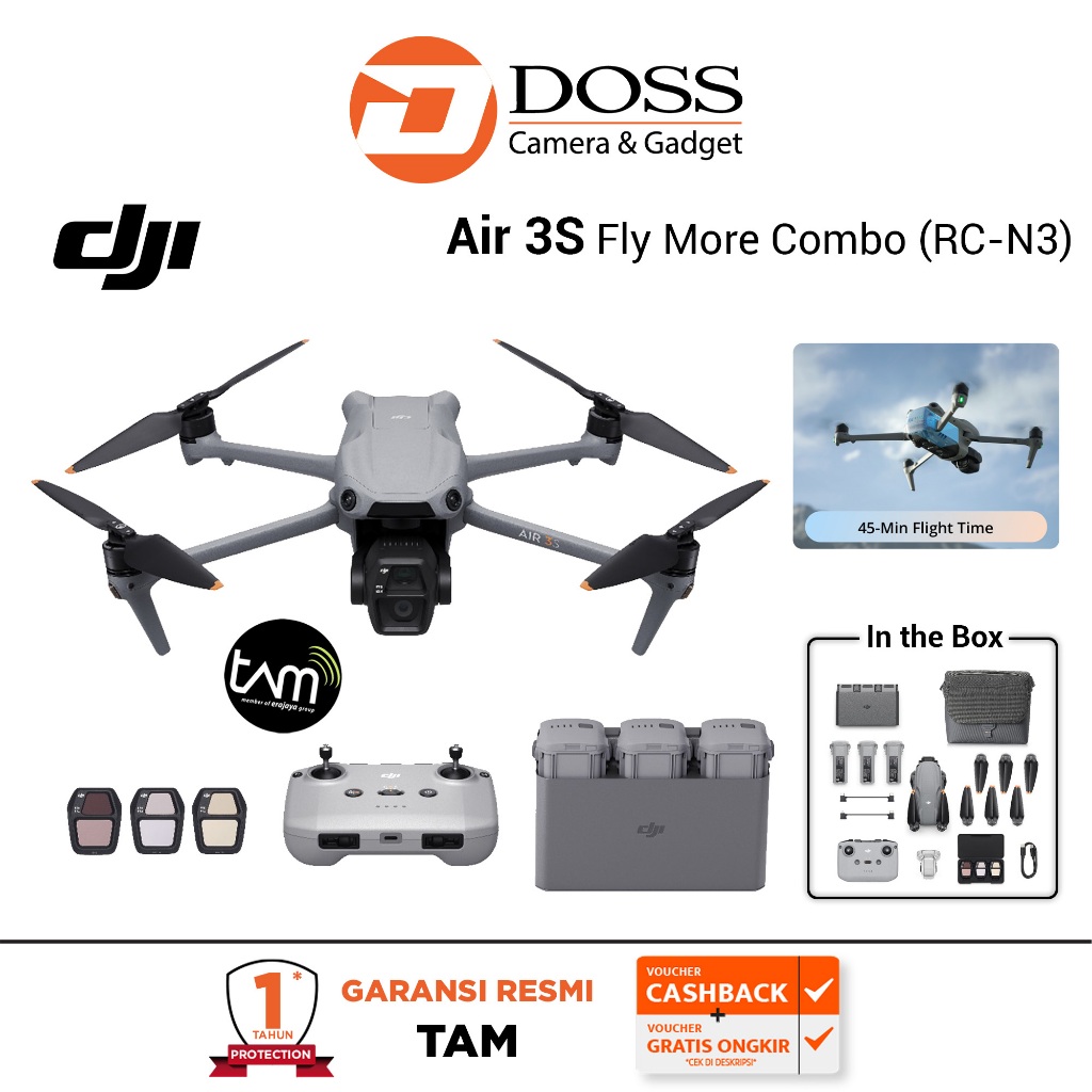 DJI Air 3S Drone Fly More Combo (RC-N3) - Camera Drone