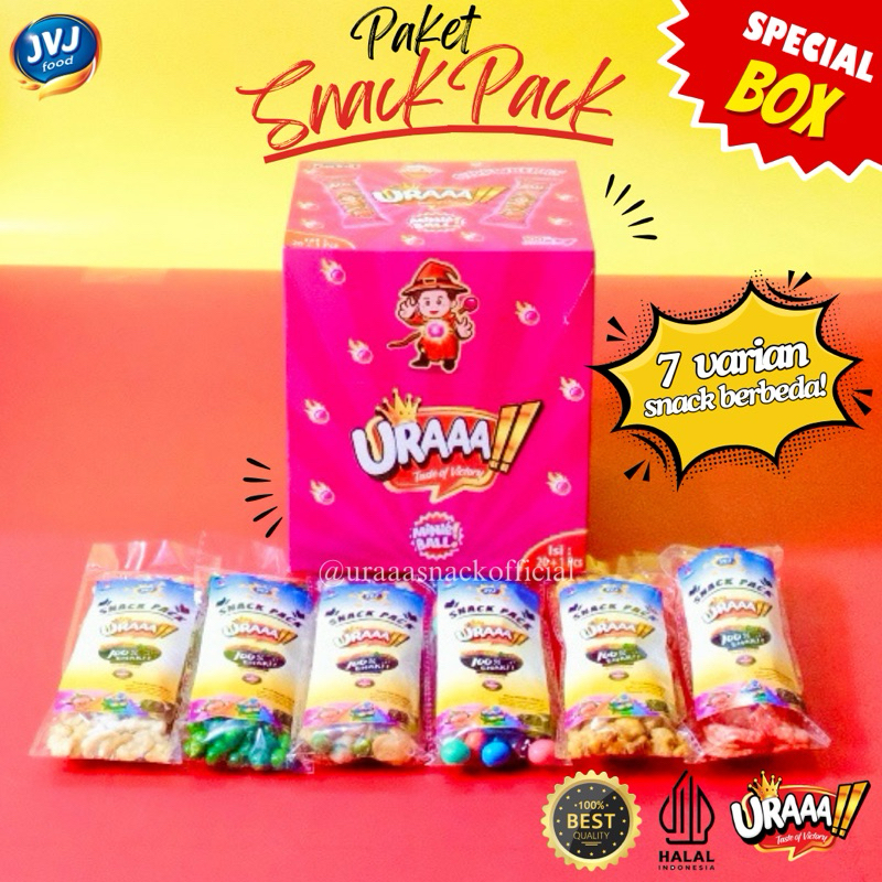 

QH PAKET USAHA [ISI 20+1] SNACKPACK BOX URAAA!! MIX ANEKA KACANG, JAGUNG, OPAK, CHOCOBALL