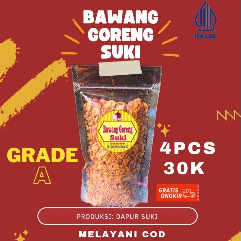 

4 PCS Bawang Goreng Suki Kualitas Grade A Gurih Renyah Bergizi