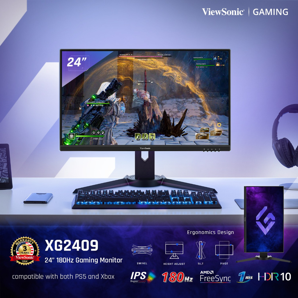 VIEWSONIC XG2409 24 inch FHD IPS 180Hz 1ms HOME OFFICE GAMING MONITOR