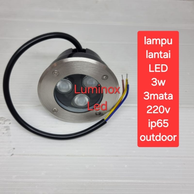 lampu lantai inground led 3w 3watt 3mata / uplight taman led 3w 3 watt outdoor 220volt