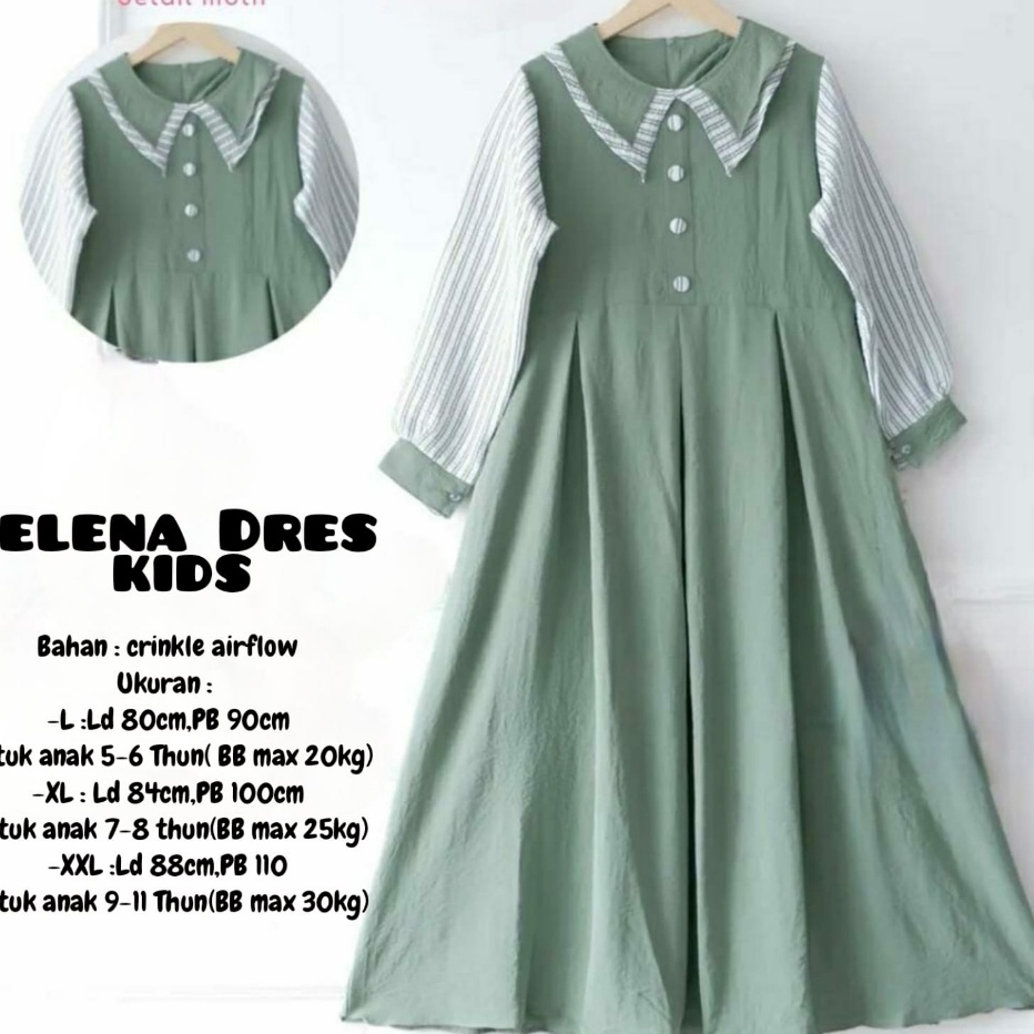 SELENA DRESS KIDS GAMIS ANAK TERBARU BAHAN CRINKLE DRES LEBARAN VIRAL