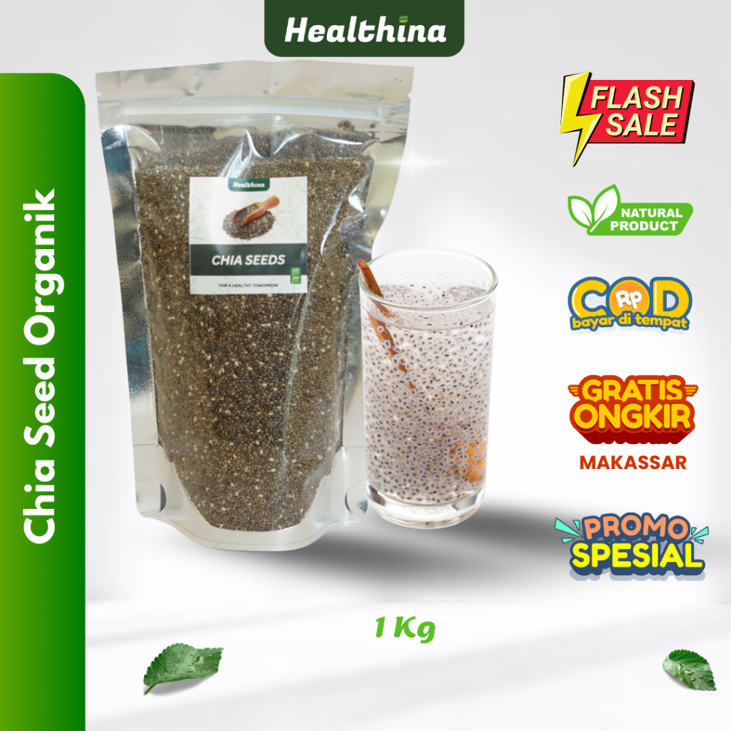 

Chia Seed 1 KG Organik Grade Premium Diet Imunitas - Biji Chiaseed Black Original COD Makassar