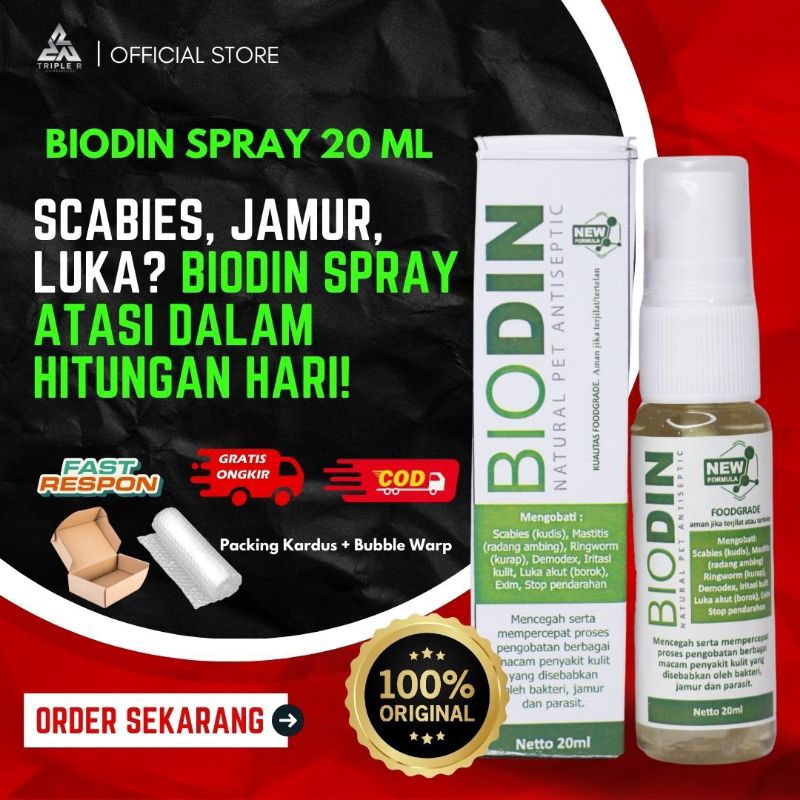 Obat Scabies/Jamur Kucing Kelinci Anjing Biodin Antiseptik Herbal Paling Ampuh 20ML