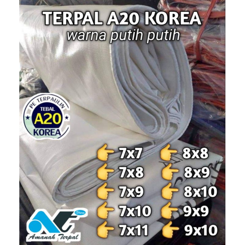 Terpal Korea A20 Untuk tenda & panggung, Terpal warna putih, Super tebal kuat tahan segala macam cua