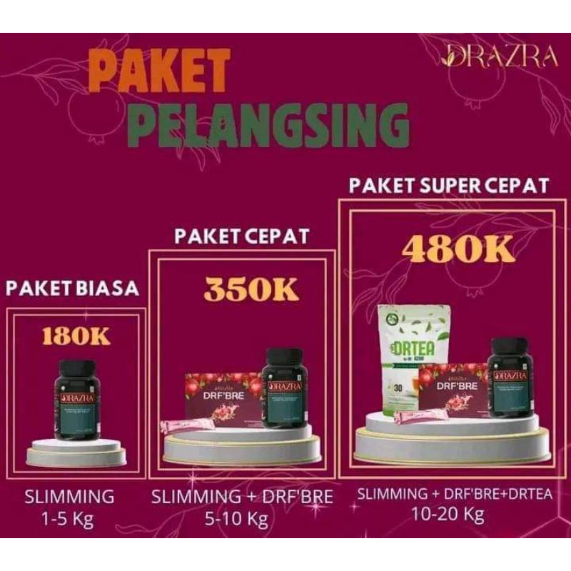 DR SLIM BY DR AZRA PAKET PELANGSING CEPAT (SLIMMING+DRF'BRE) TURUN 5 - 10 kg