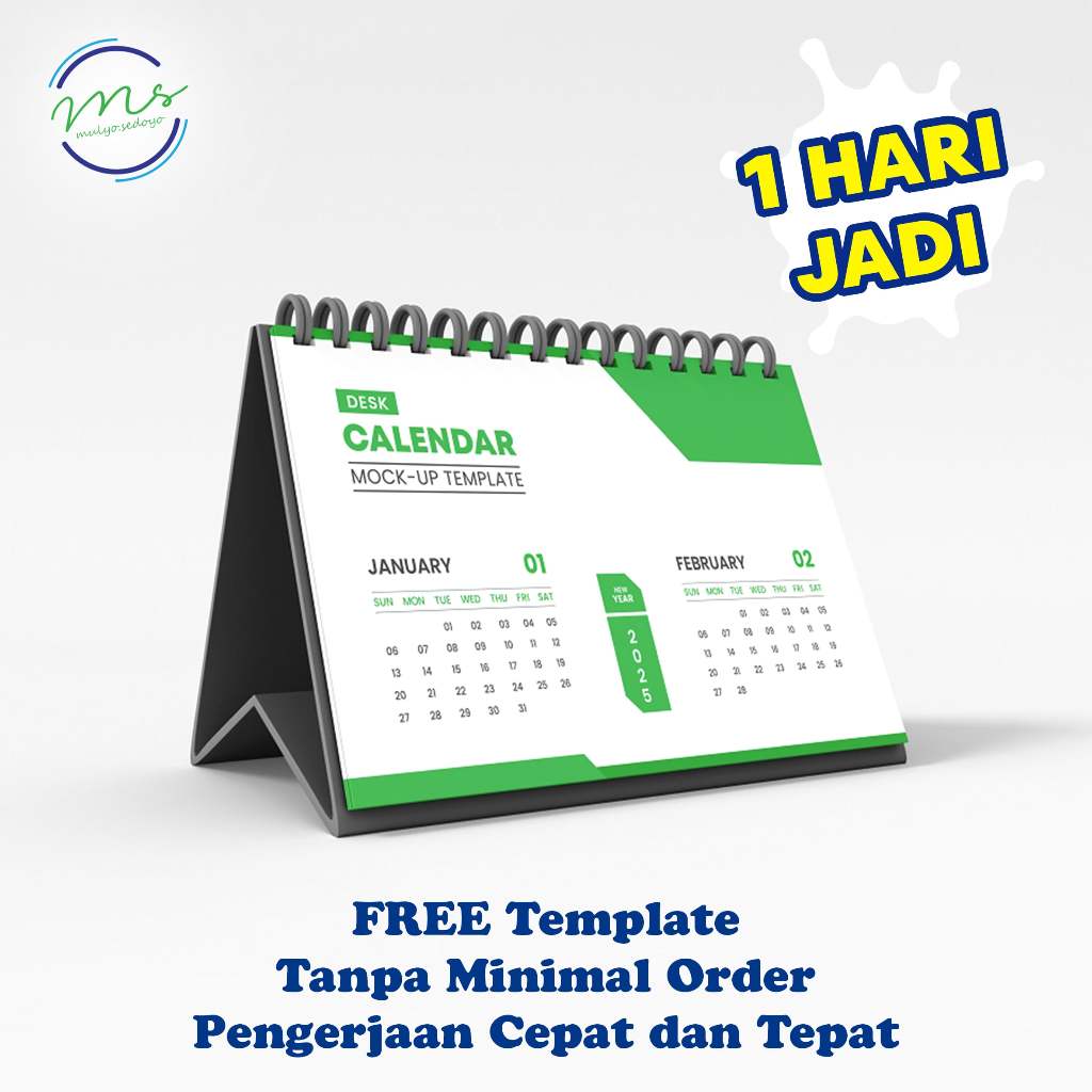 KALENDER MEJA 2025 | KALENDER MEJA CUSTOM FREE TEMPLATE DESAIN