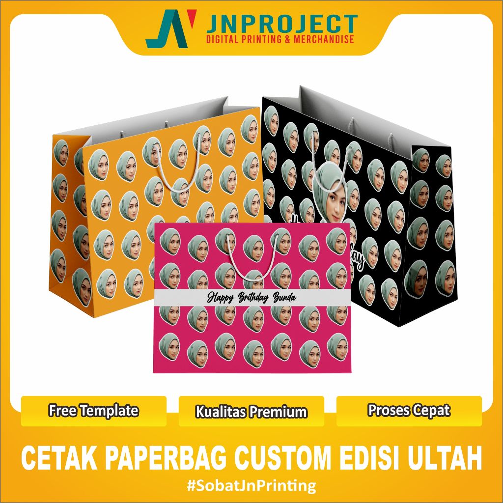 

Custom Paper Bag Kado Muka Foto Sendiri Special ulang tahun | Termurah