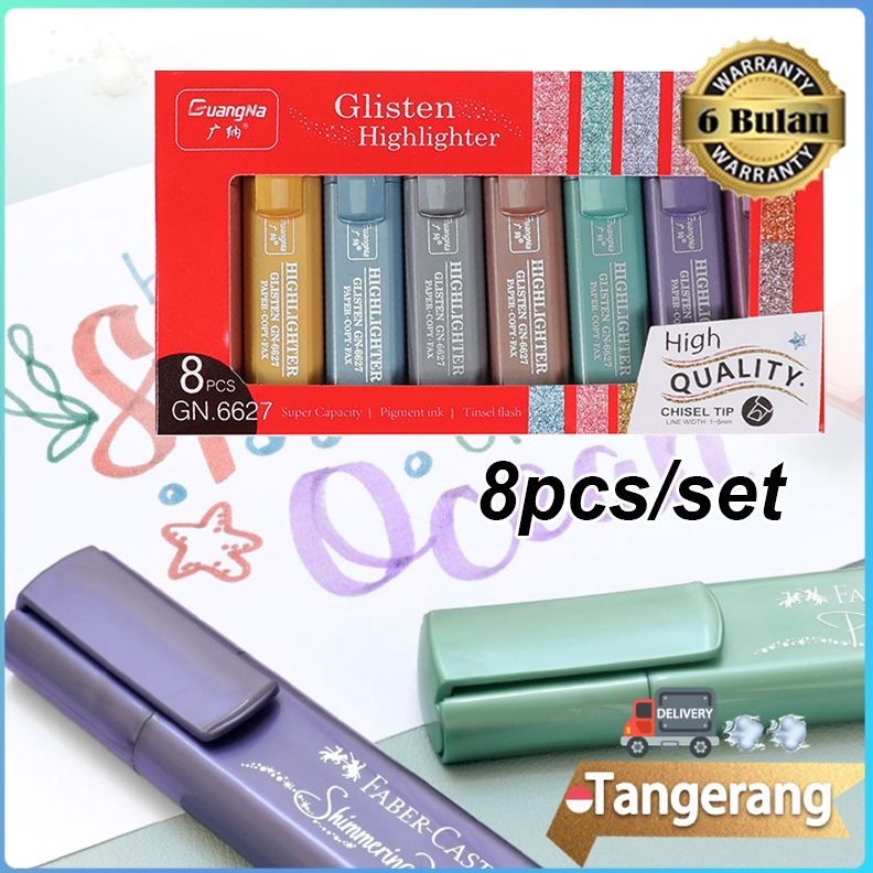 

ART S4T 8pcsbox Textliner Faber Castell Metalik 8 Warna Highlighter Textliner 46 Metallic