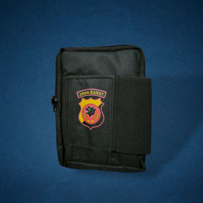 Tas HP handpone tas bag pinggang pouch kopel senter boton kunci logo polri polda jabar jatim