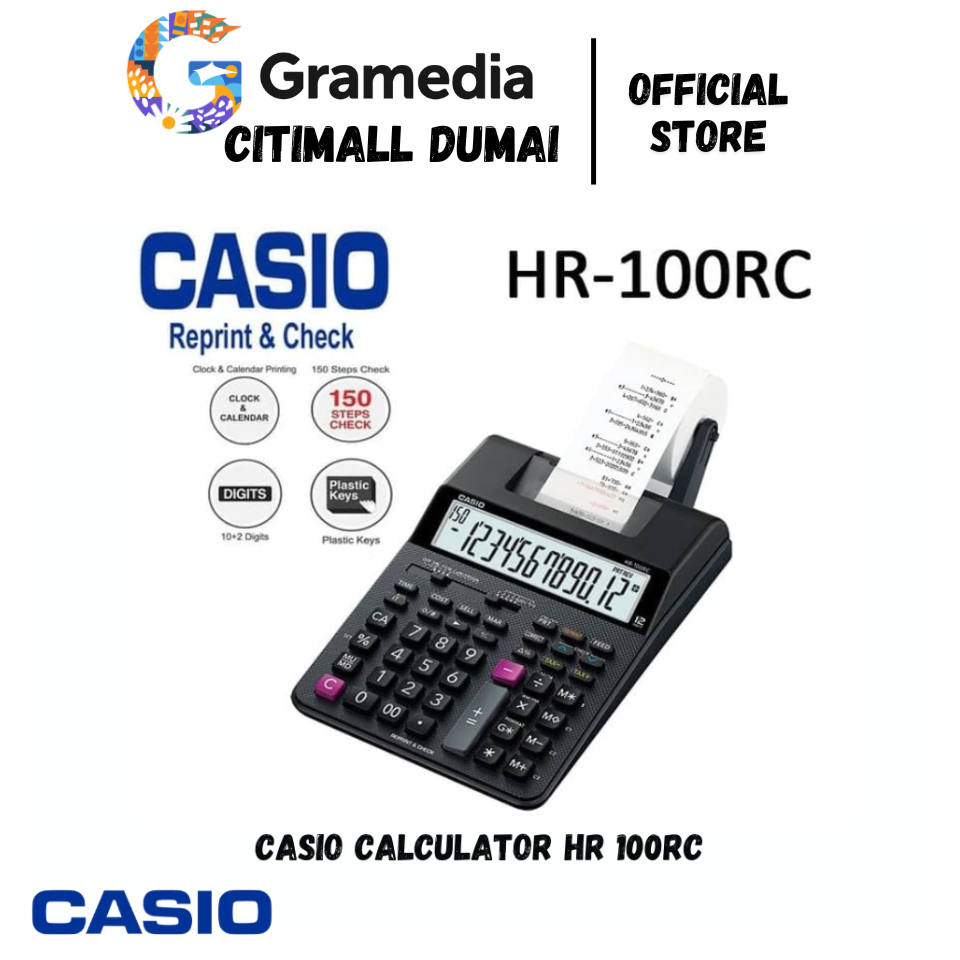 

CASIO CALCULATOR HR 100RC - Kalkulator Bon Transaksi Dagang 12 Digits (Original) Gramedia CitiMall Dumai