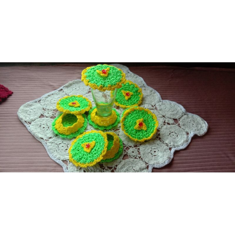 Tutup Gelas Rajutan, Tatakan Gelas Rajut