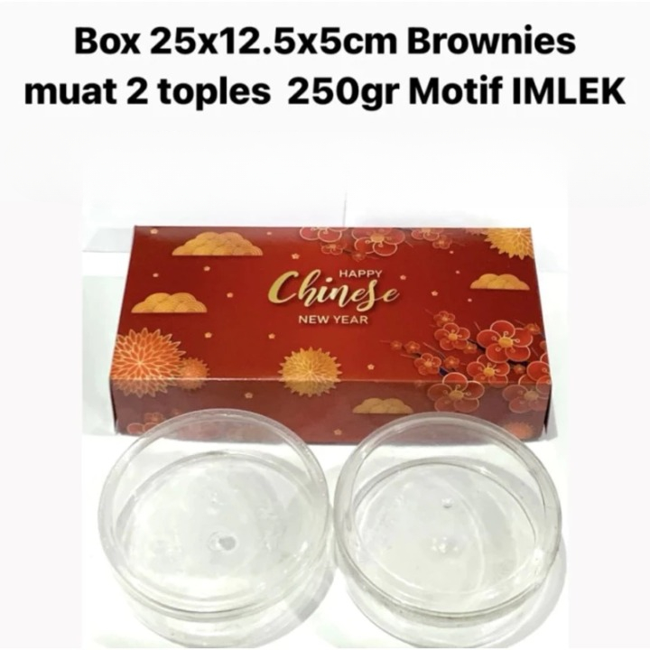 

1 Pack Isi 3 Pcs Box Imlek Muat 2 Toples Kuker Atau Brownies Dus Hampers Motif Imlek Ukuran 25x12.5x5Cm