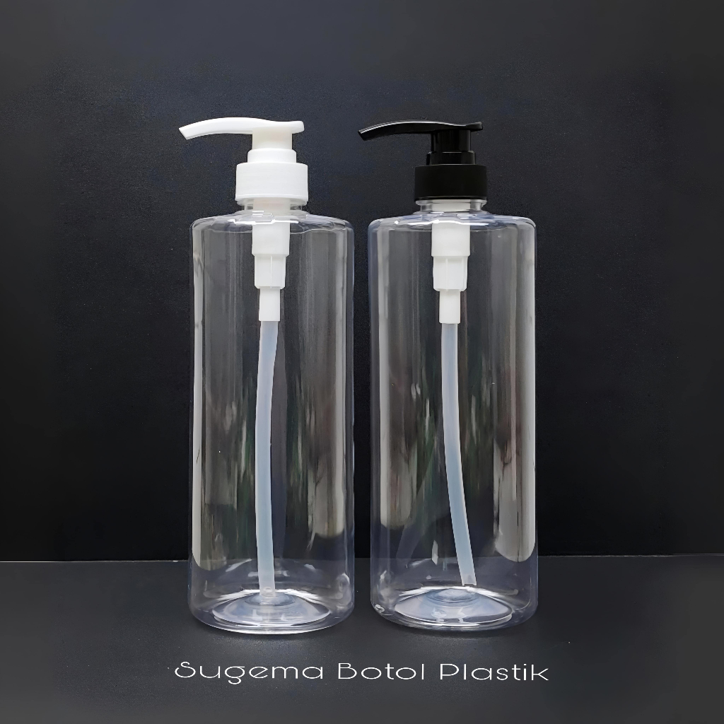 Botol Pump 1000ml Bening / Botol 1 Liter Model Rf Plastik Pet Clear