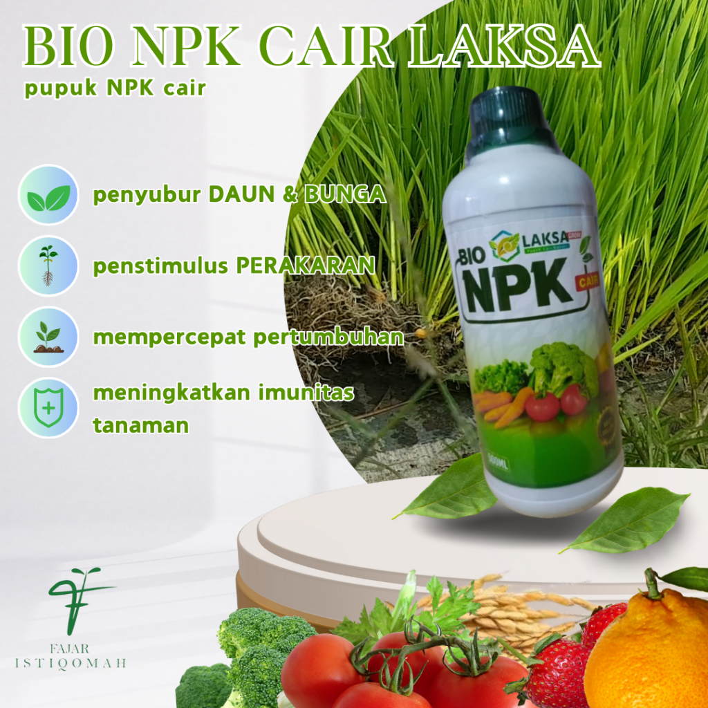 BIO NPK LAKSA Pupuk NPK Cair isi 500 ML, pupuk anakan padi, pupuk penyubur anakan padi, pupuk boost