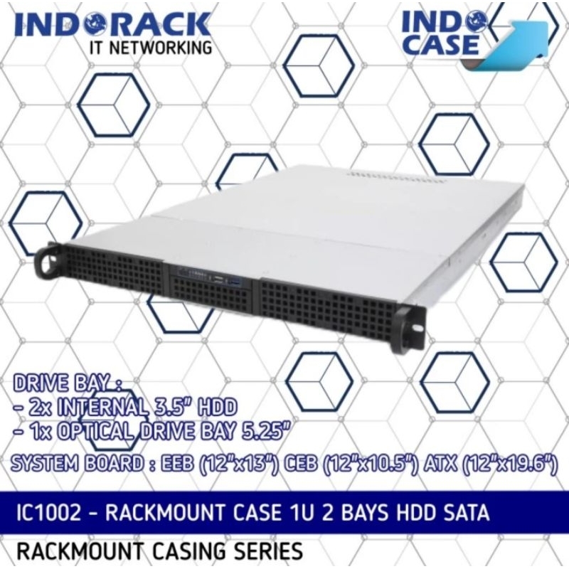 IC1002 Rackmount Case 1U 2 Bays HDD / SSD Casing Server
