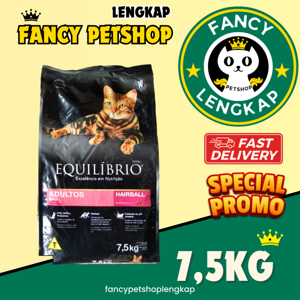 EQUILIBRIO ADULT CAT 7.5kg makanan kucing equilibrio adult hairball