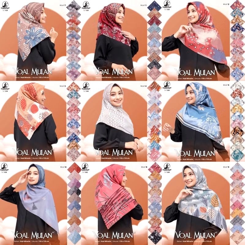 MURAH  HIJAB VOAL MULAN LC SQUARE 115x115cm BAHAN VOAL PREMIUM UMAMA LASERCUT JILBAB LASER CUT KERUD
