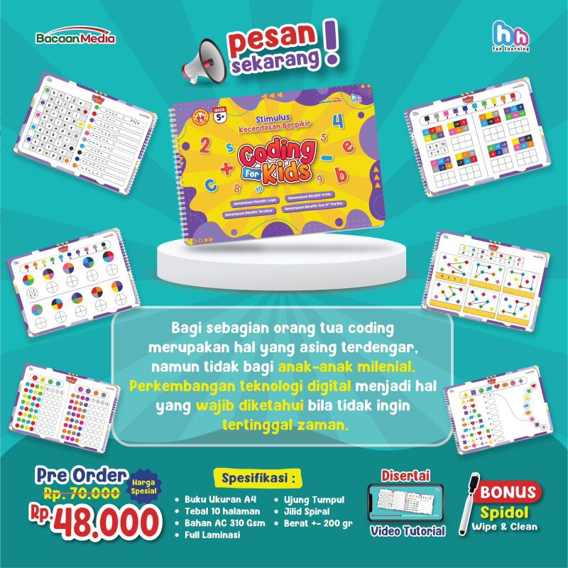 Koding Anak : Coding For Kids , buku melatih anak coding, buku aktivitas anak