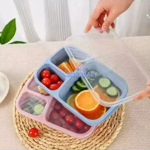 Lunch Box Bento 3 Sekat Kotak Bekal Makan Tempat Wadah Makanan Plastik Food Grade Tahan Panas