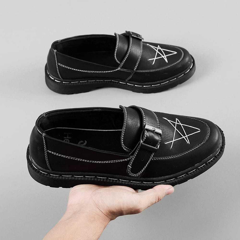 Starlight Sepatu Penny Loafers Kulit Pria Black / Star Burn Sepatu Penny Loafers Pria / Sepatu Penny