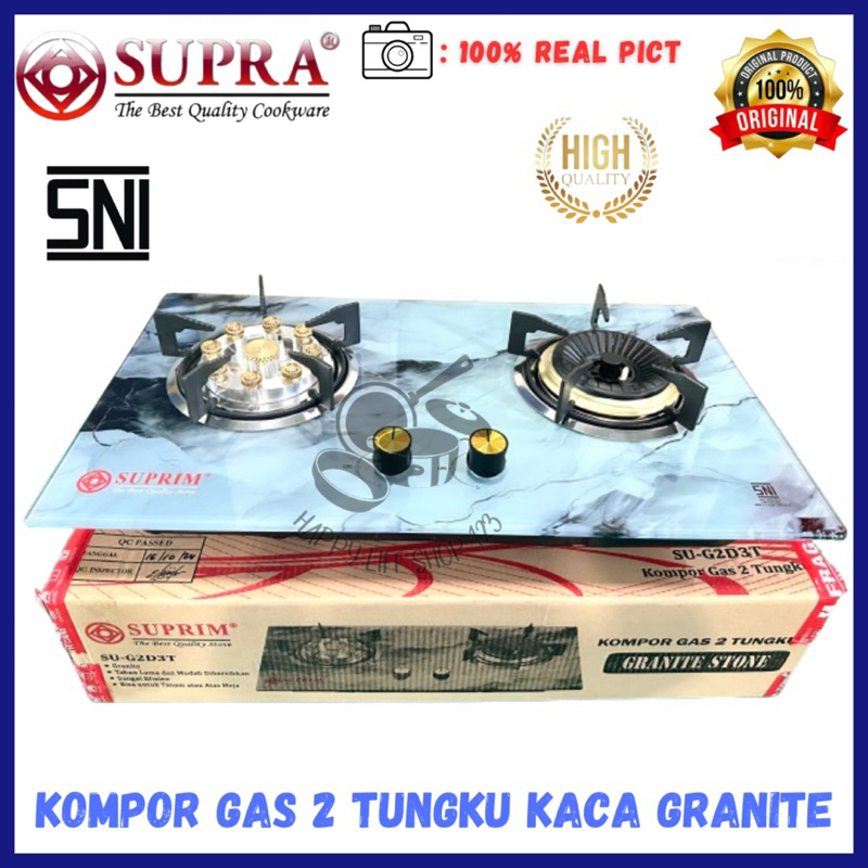 Kompor Kaca 2 Tungku Gas SUPRIM / Kompor Gas 2 Tungku Star Light SUPRIM / Kompor Gas 2 TK Granite St