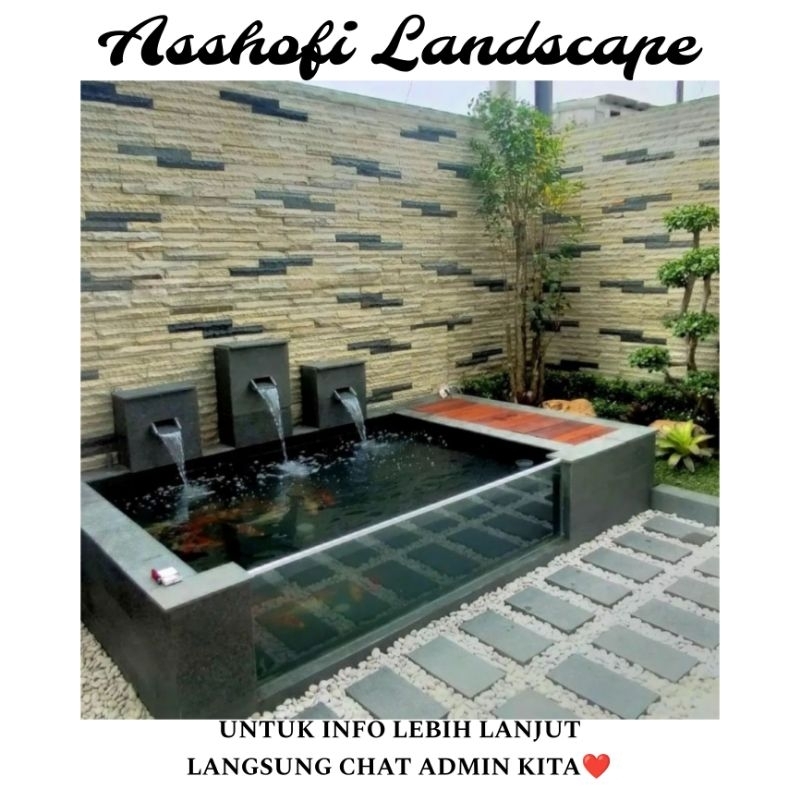 PEMBUATAN TEBING DEKORASI TAMAN MINIMALIS KOLAM IKAN HIAS BUNGA HIAS PASANG RUMPUT TAMAN JEPANG TANA