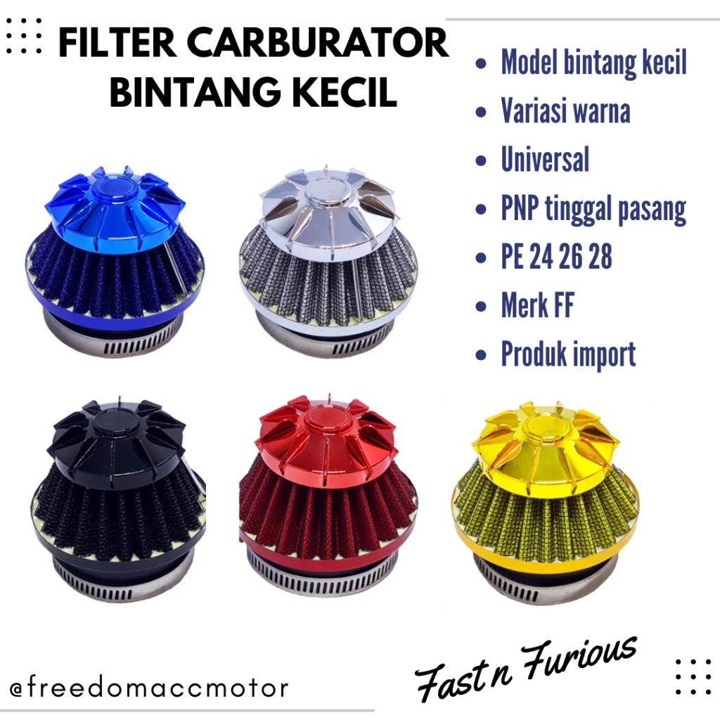 Filter karbu model bintang kecil saringan filter udara pe24 pe 26 pe 28 variasi beat vario dll
