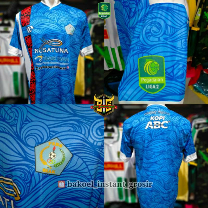 Jersey PSBS Biak Home 2023 - 2024 Liga 2 Pegadaian Biru PRINTING Lokal